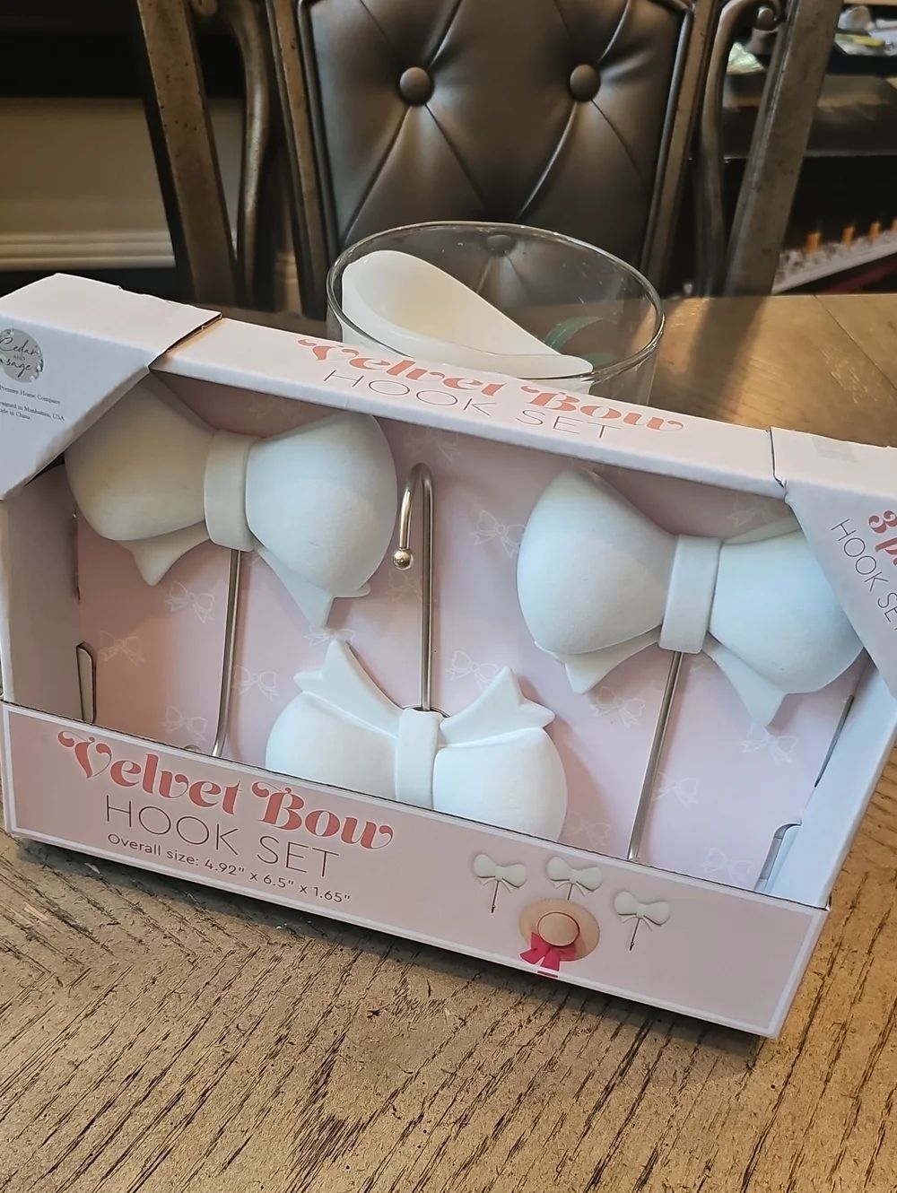 Velvet Bow Hook Set - White Velvet Bow Wall Hooks (Set of 3) NWT